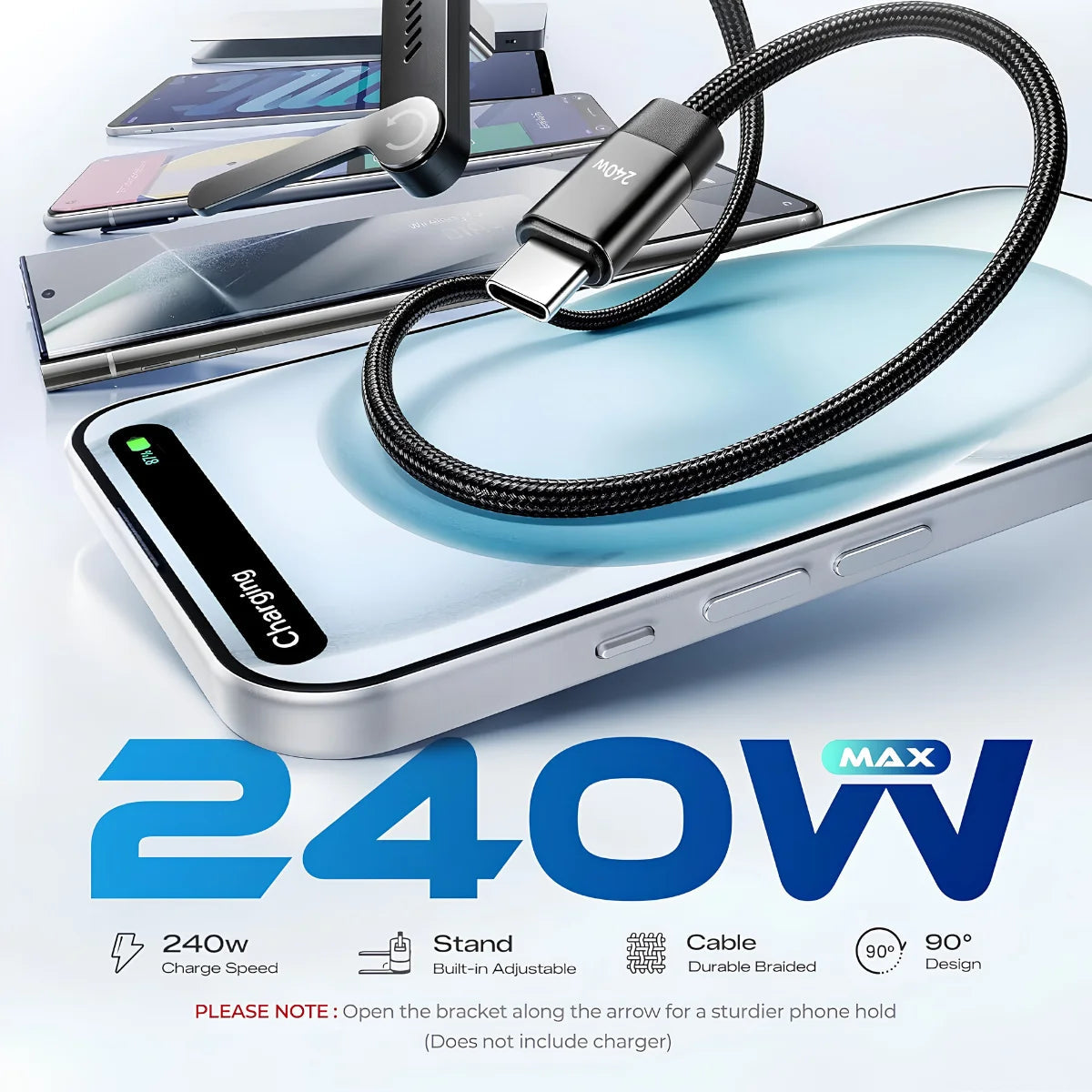 Premium  2-in-1 Cable & Phone Stand